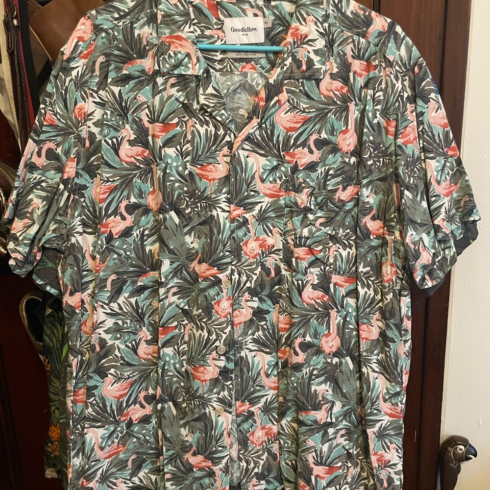 Goodfellow & Co Green and Pink Casual Button Down Shirt